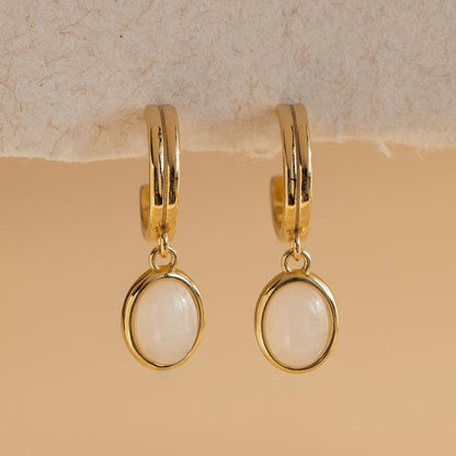 Moonstone Drop Hoops