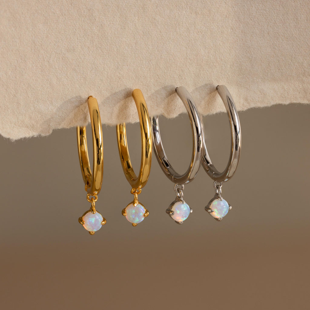 Dainty Opal Drop Huggies