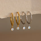 Dainty Opal Drop Huggies
