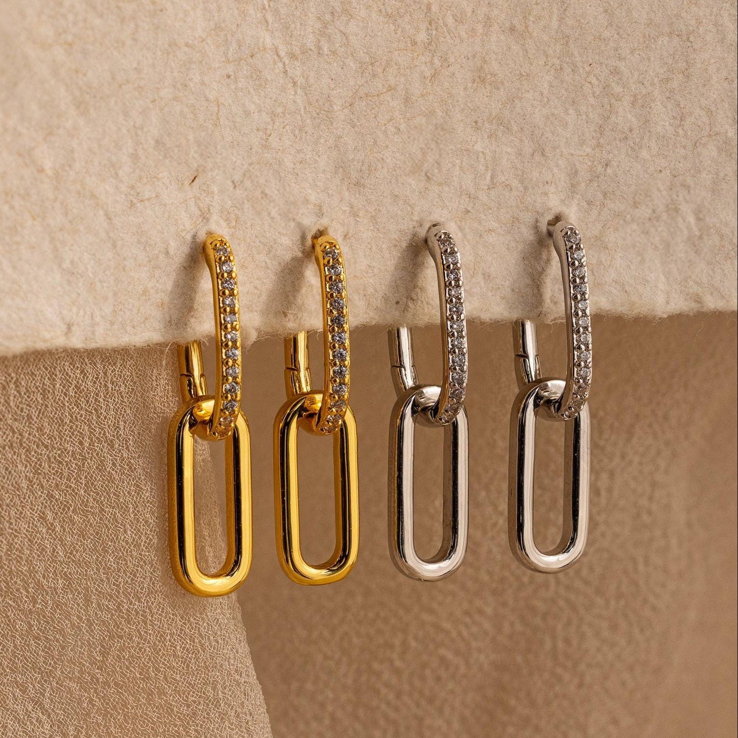 Pave Link Drop Earrings