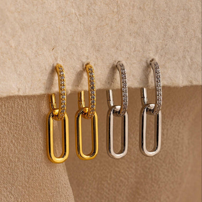 Pave Link Drop Earrings