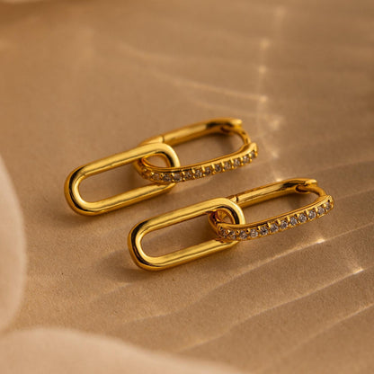 Pave Link Drop Earrings
