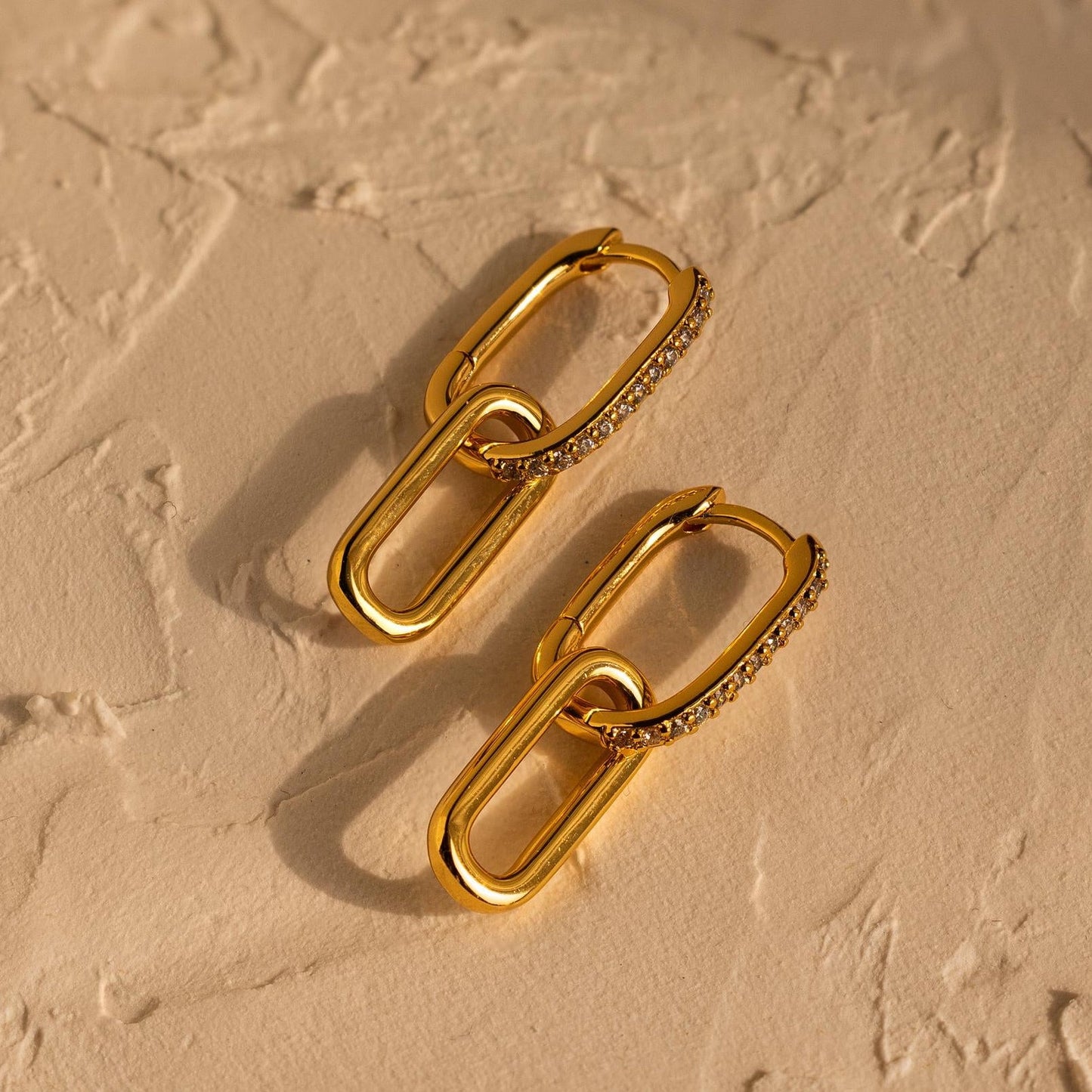 Pave Link Drop Earrings