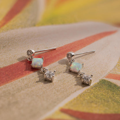 Opal & Diamond Drop Studs