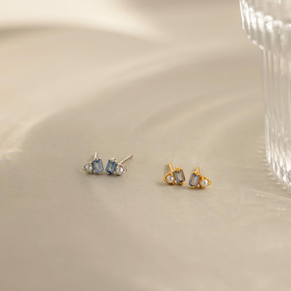 Pearl Aquamarine Studs