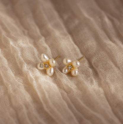 Pearl Flower Studs