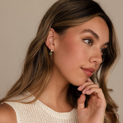 Emerald Heart Drop Studs