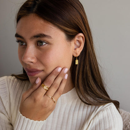 Rectangle Birth Flower Earrings