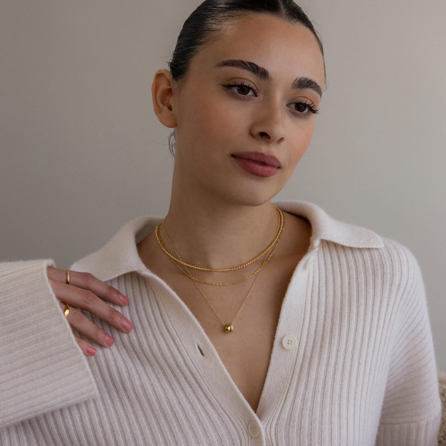 Pave Duo Circle Necklace