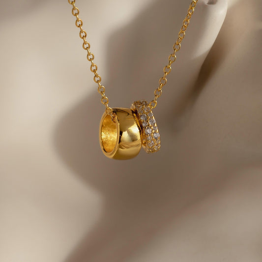 Pave Duo Circle Necklace