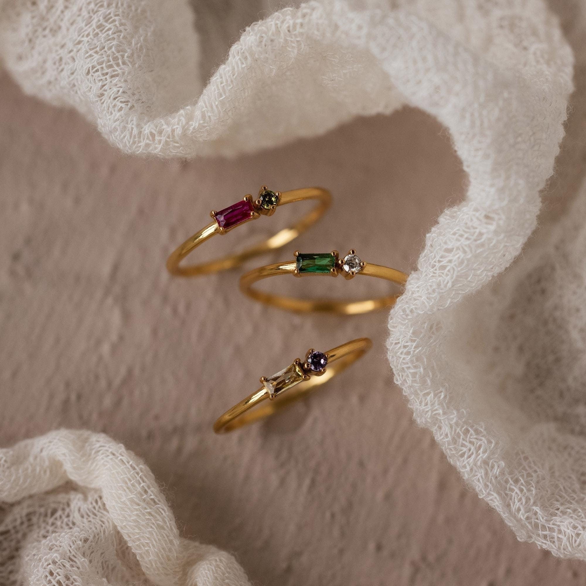 Toi et Moi Baguette Birthstone Ring