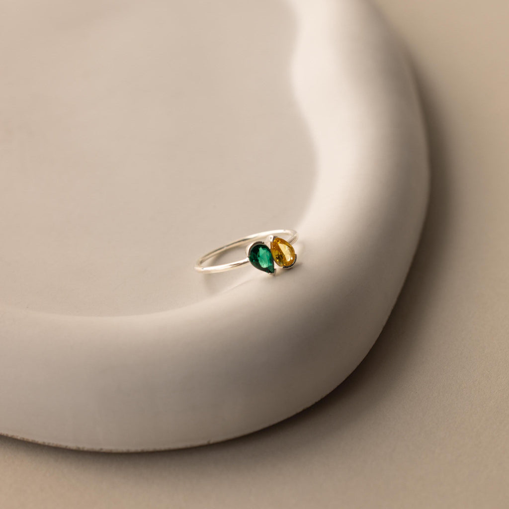 Toi et Moi Pear Birthstone Ring