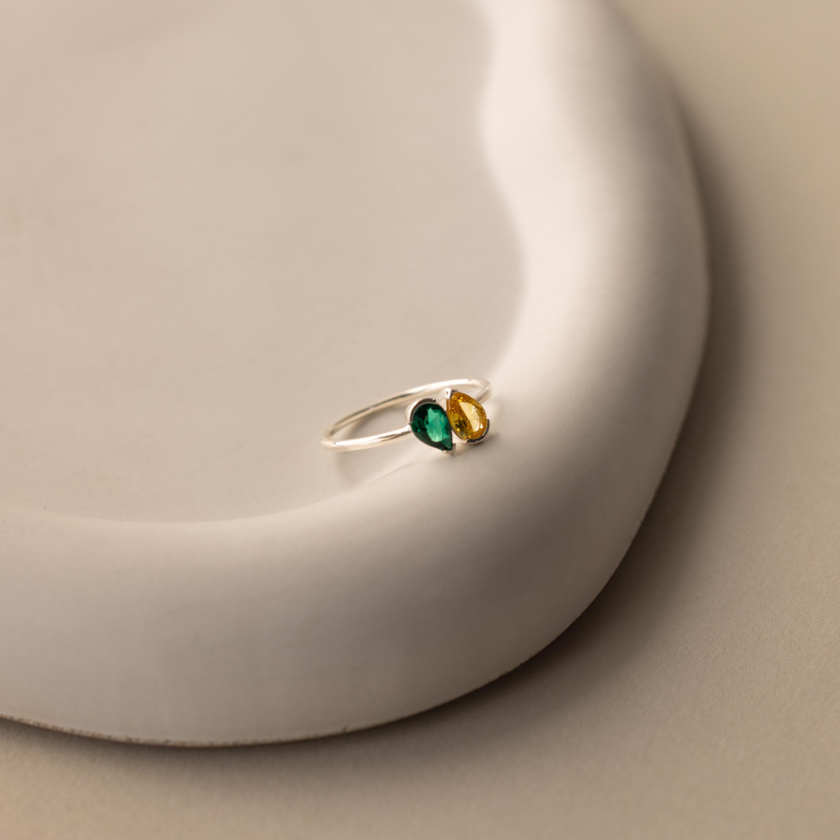 Toi et Moi Pear Birthstone Ring