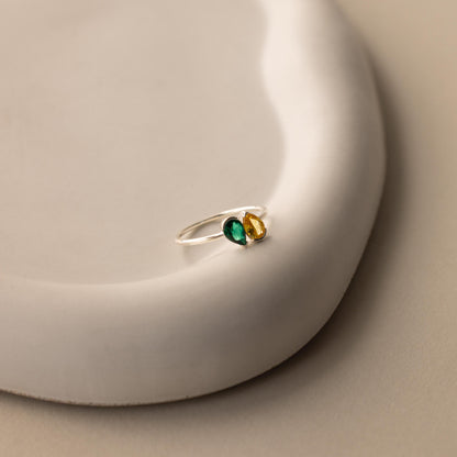 Toi et Moi Pear Birthstone Ring