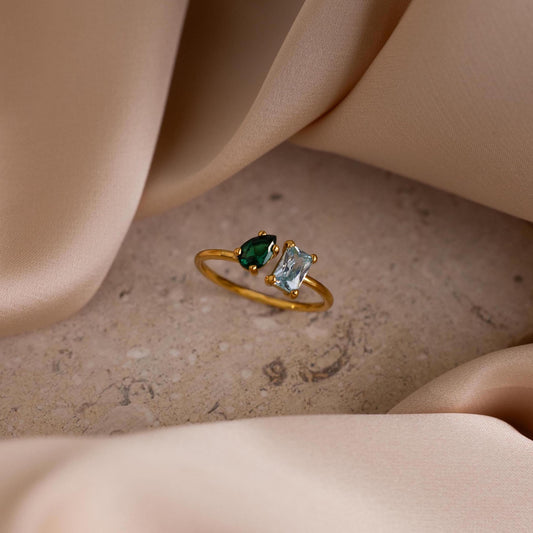 Open Toi et Moi Birthstone Ring