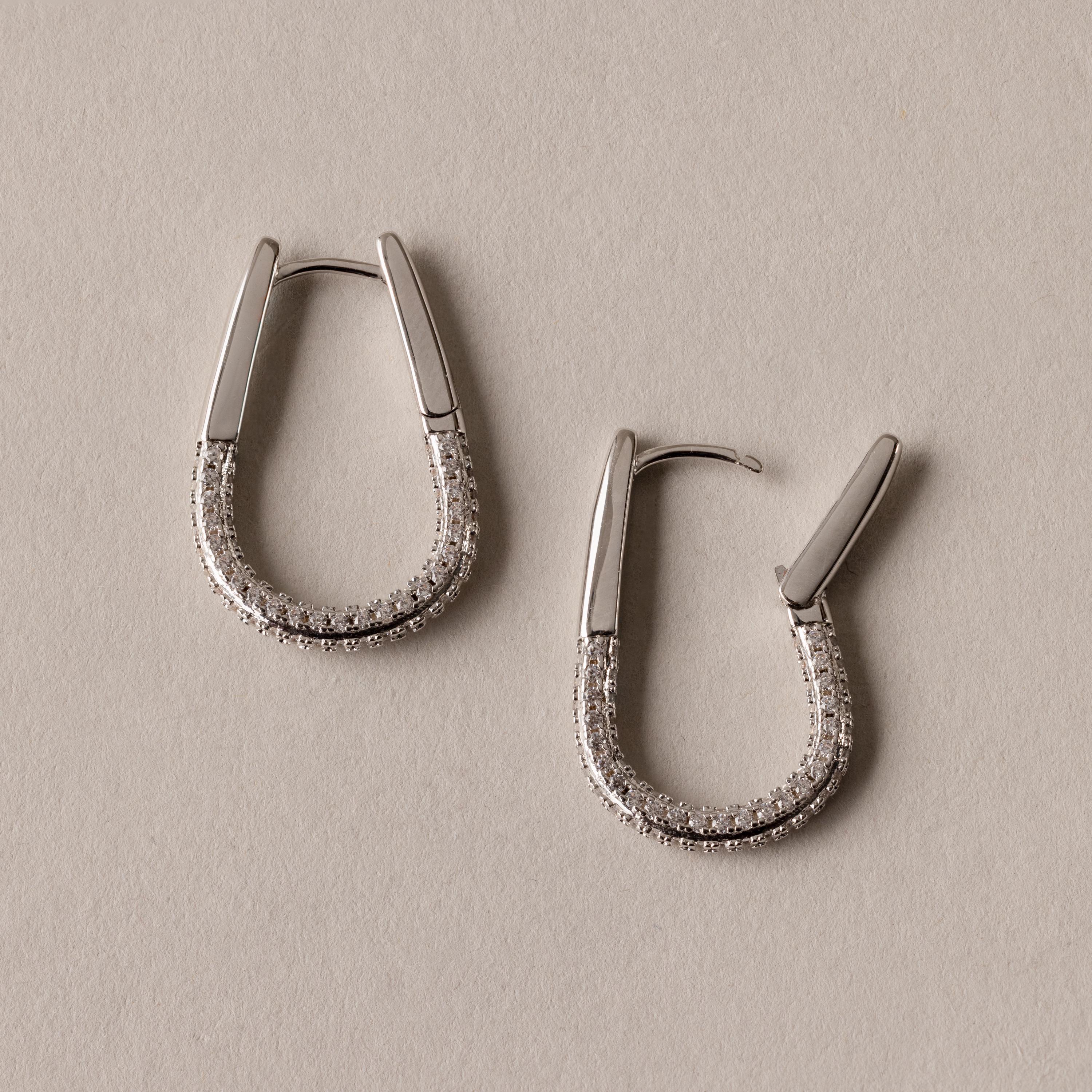 Bold Pave Oval Hoops