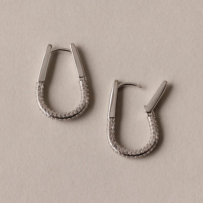 Bold Pave Oval Hoops