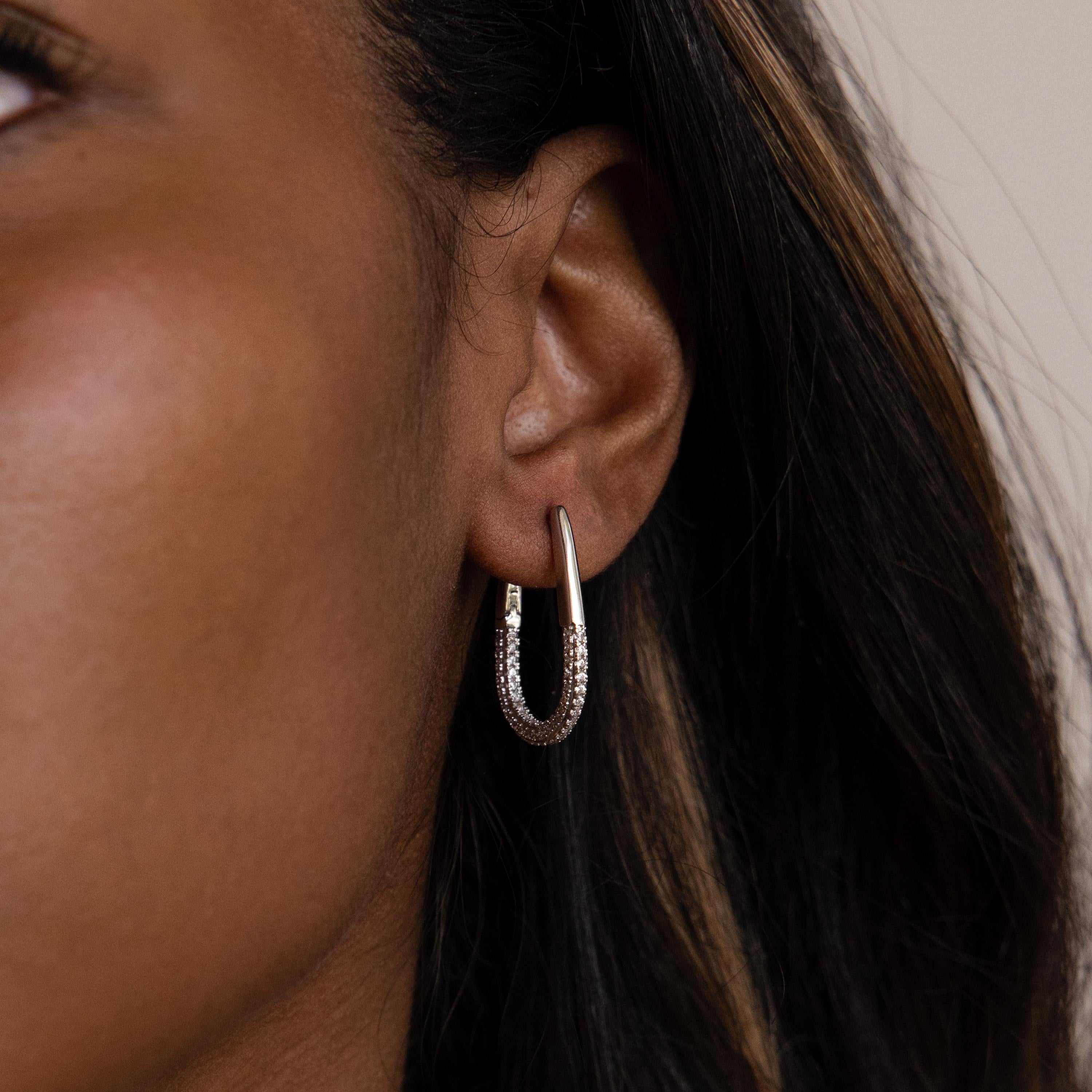 Bold Pave Oval Hoops