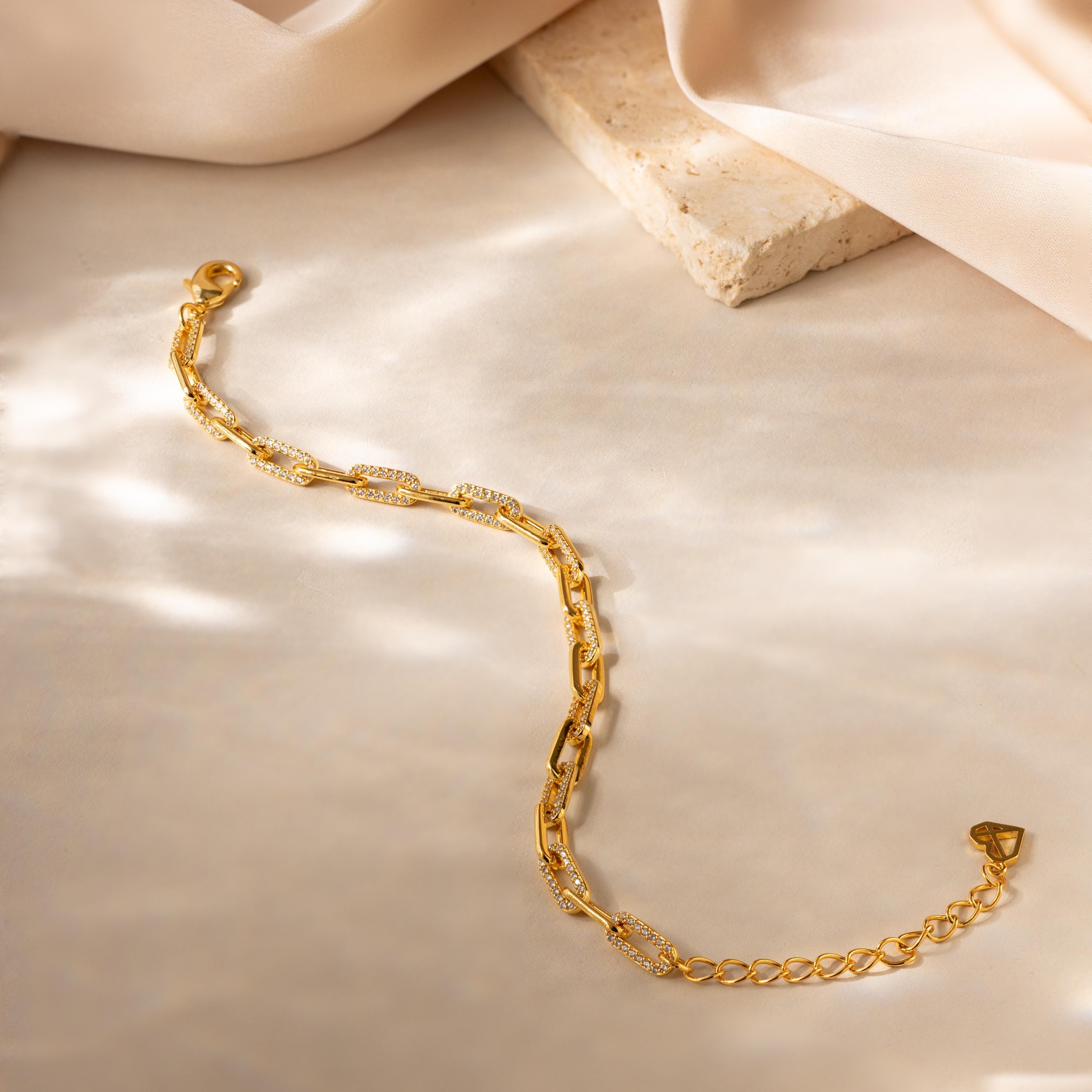 Pave Paperclip Chain Bracelet