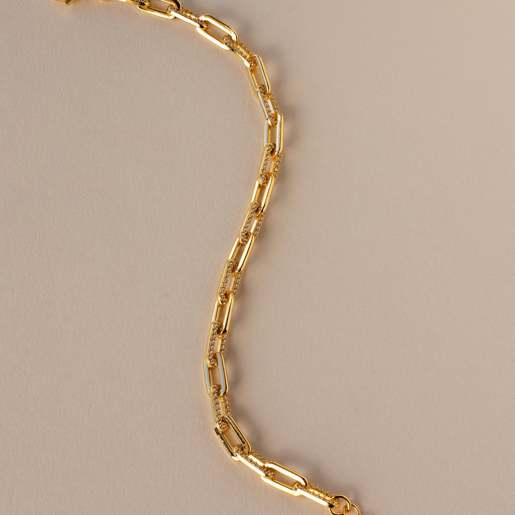 Pave Paperclip Chain Bracelet