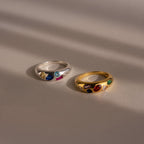 Mixed Birthstone Dome Ring