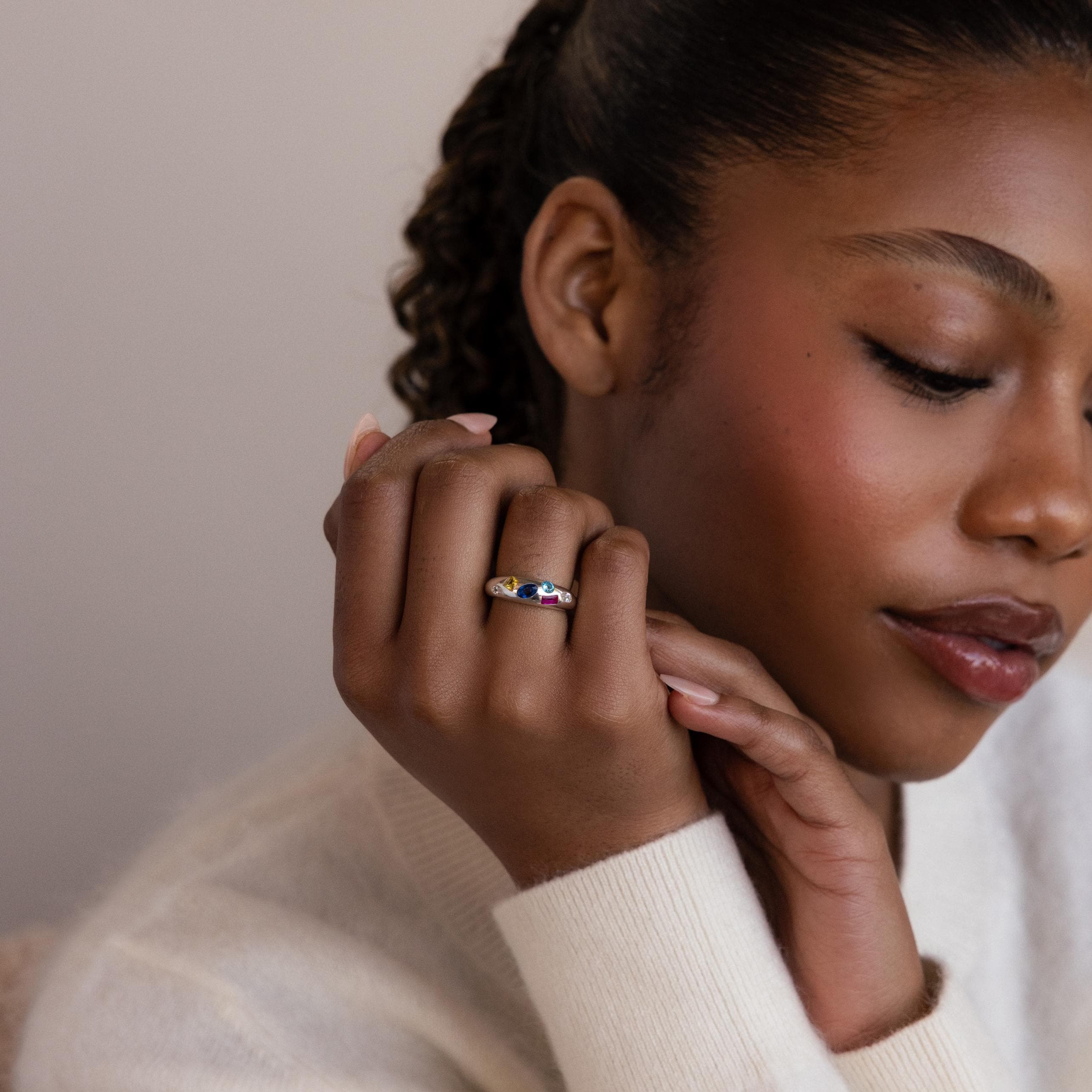 Mixed Birthstone Dome Ring