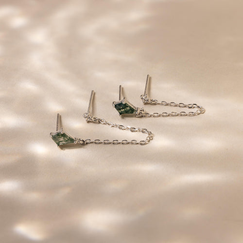 Agate Diamond Chain Earrings