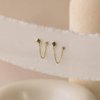 Agate Diamond Chain Earrings