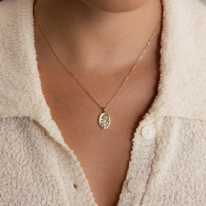 Pearl Flower Birthstone Necklace