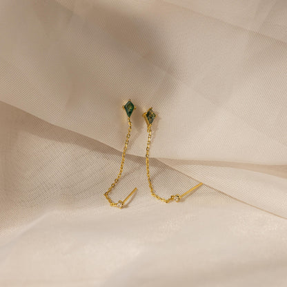 Agate Diamond Chain Earrings