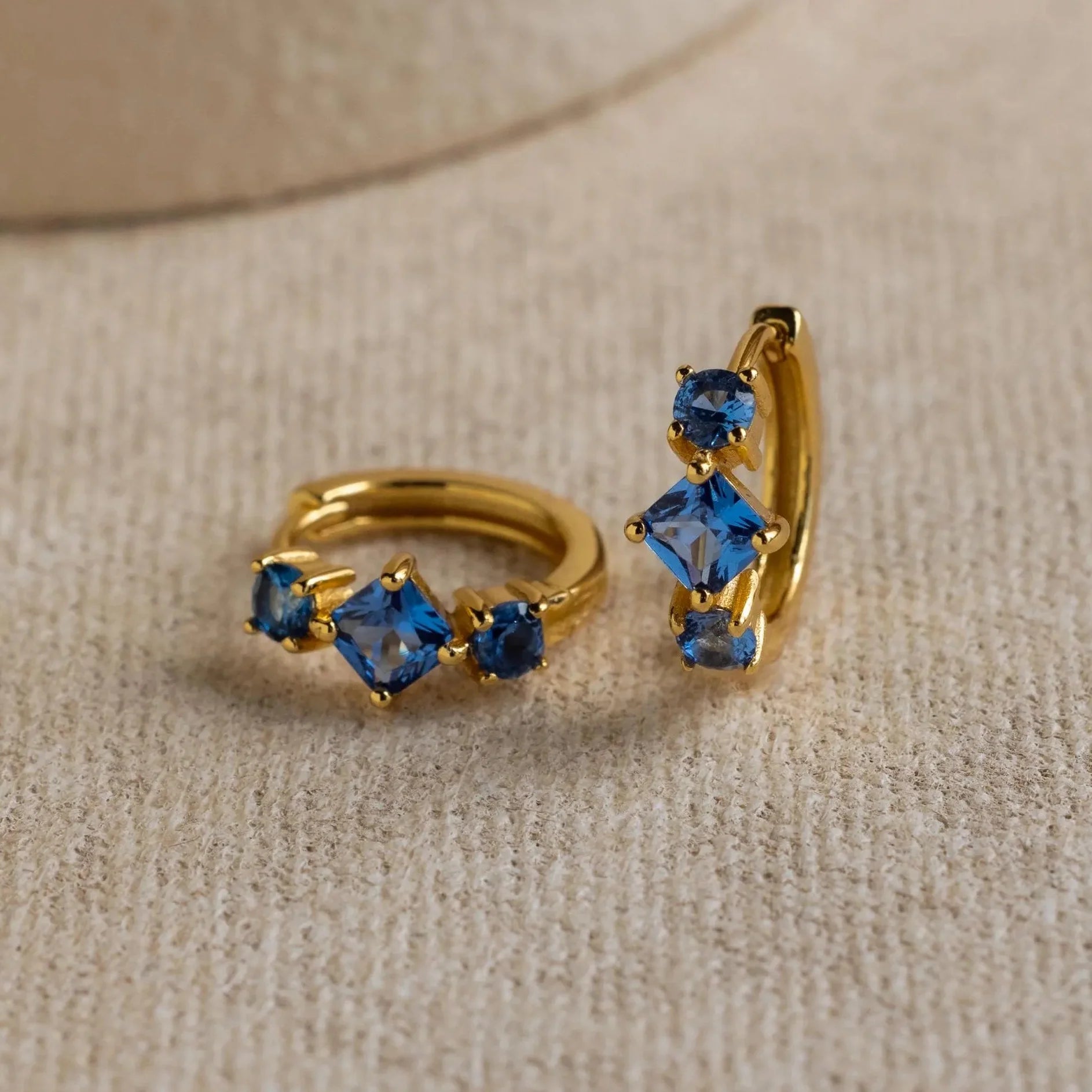 Princess Cut Birthstone Huggies