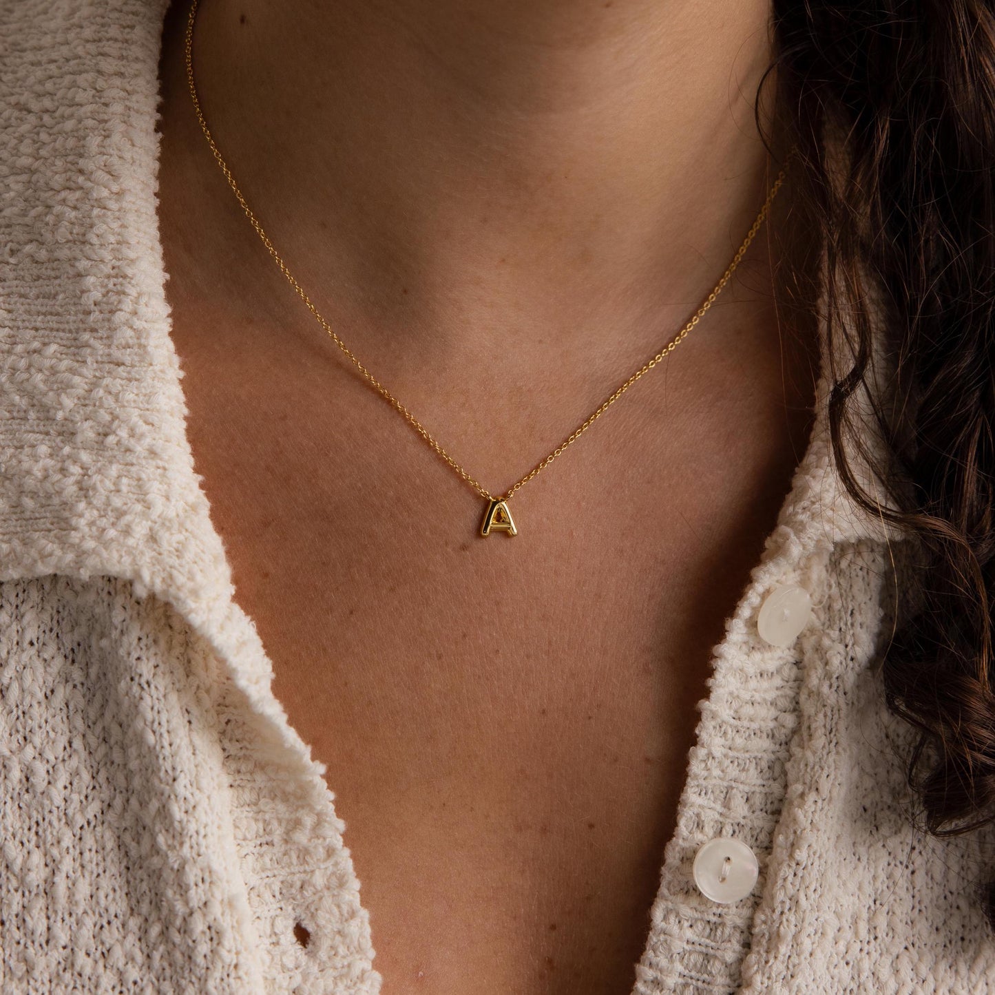 Dainty Bubble Letter Necklace
