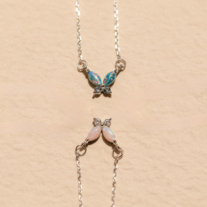 Opal Butterfly Necklace Set