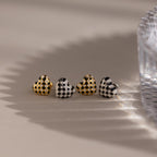 Checkered Heart Studs