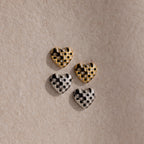 Checkered Heart Studs