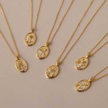 Pearl Flower Birthstone Necklace