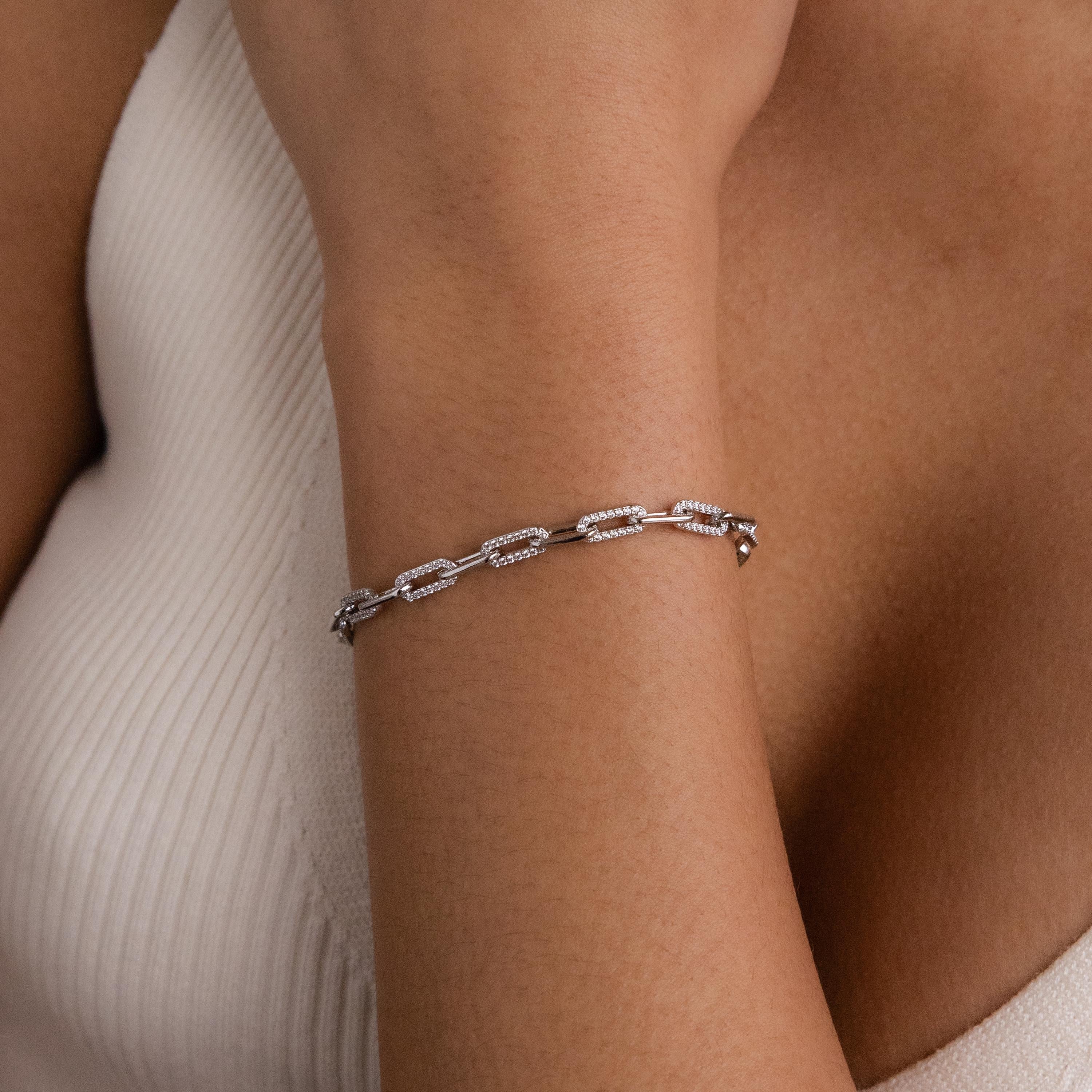 Pave Paperclip Chain Bracelet