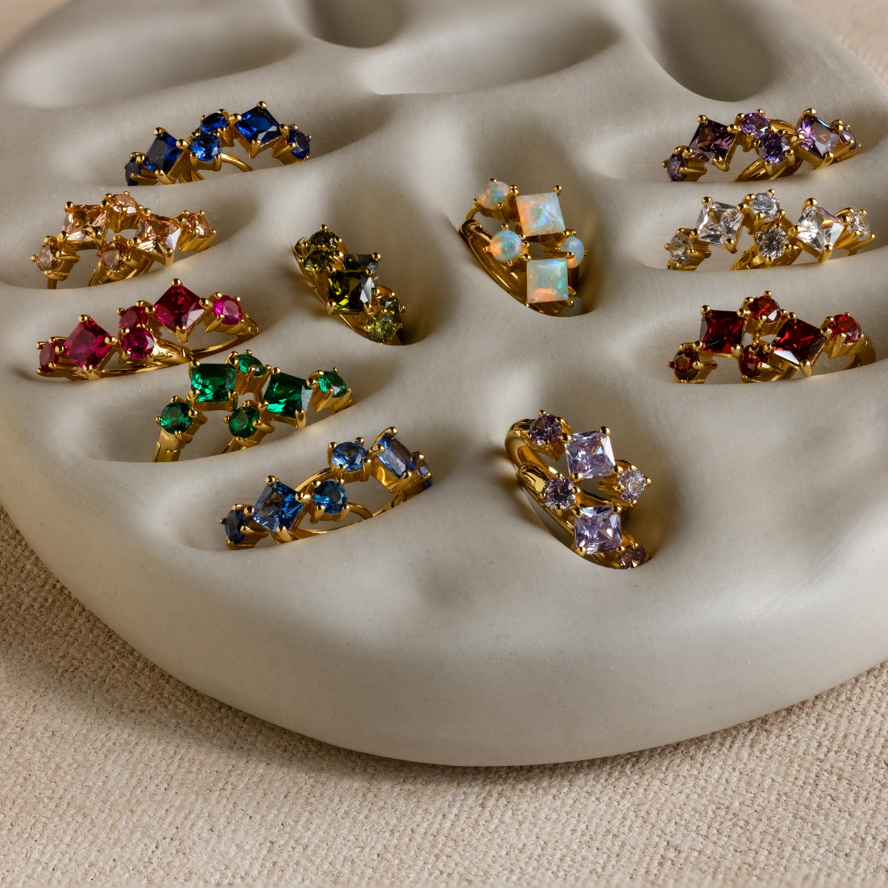 Princess Cut Birthstone Huggies