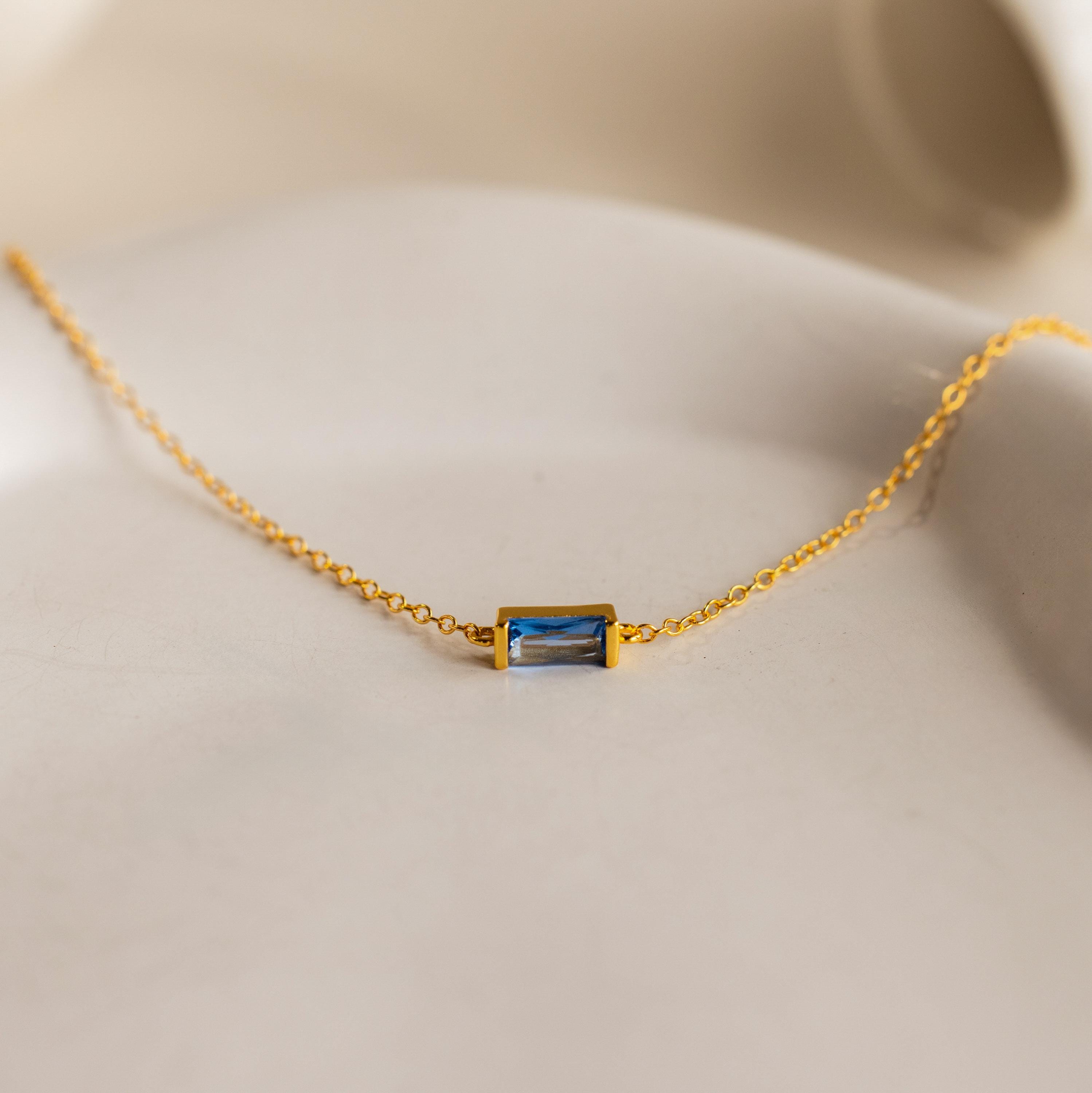 Dainty Baguette Birthstone Bracelet