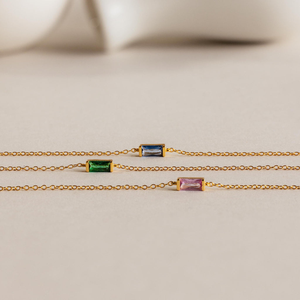 Dainty Baguette Birthstone Bracelet