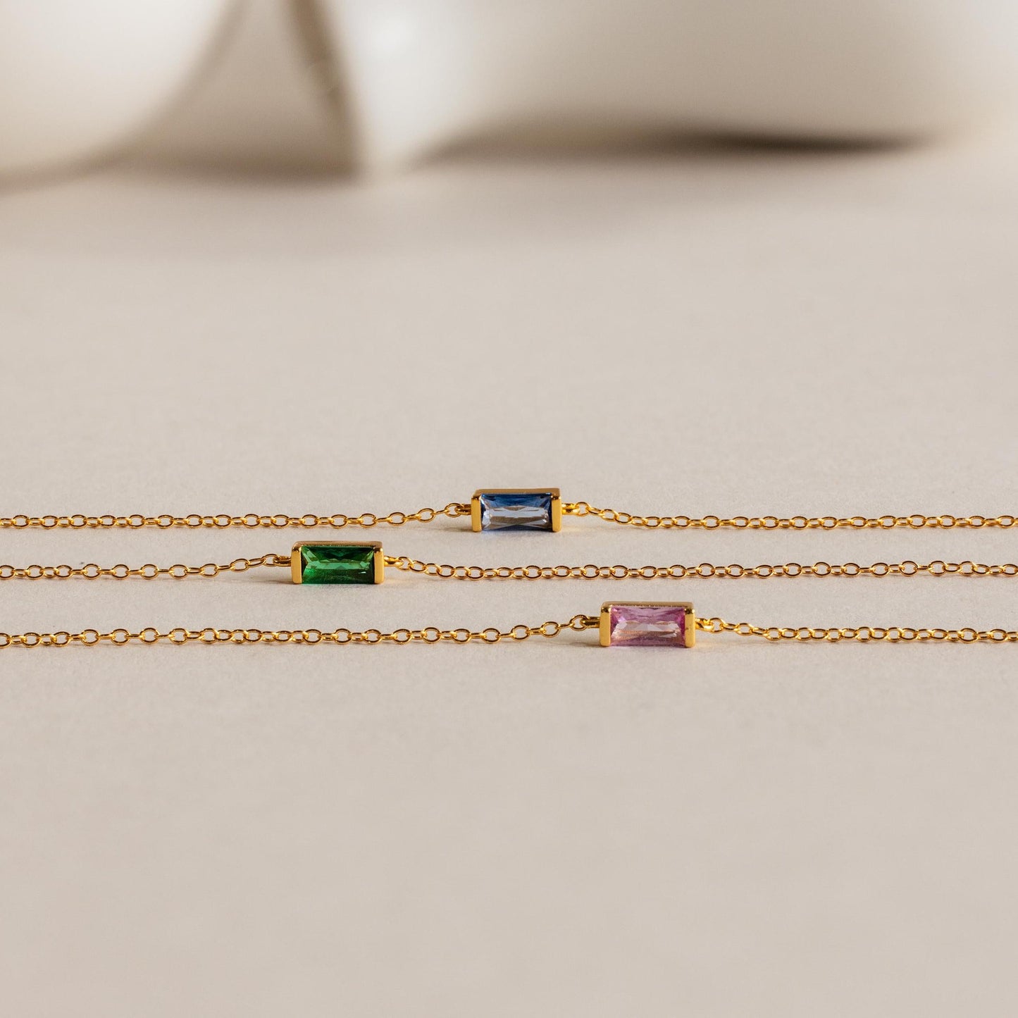 Dainty Baguette Birthstone Bracelet