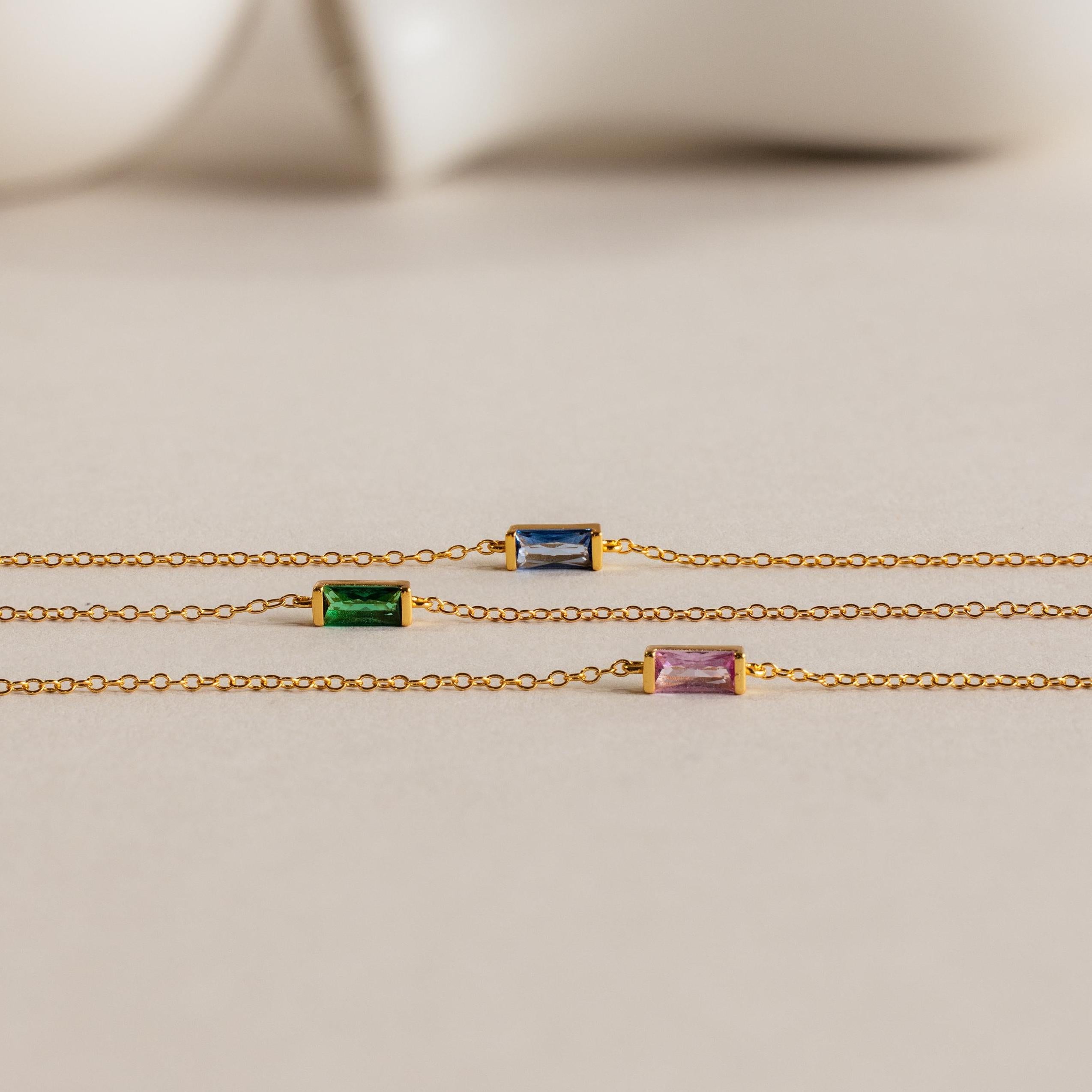 Dainty Baguette Birthstone Bracelet