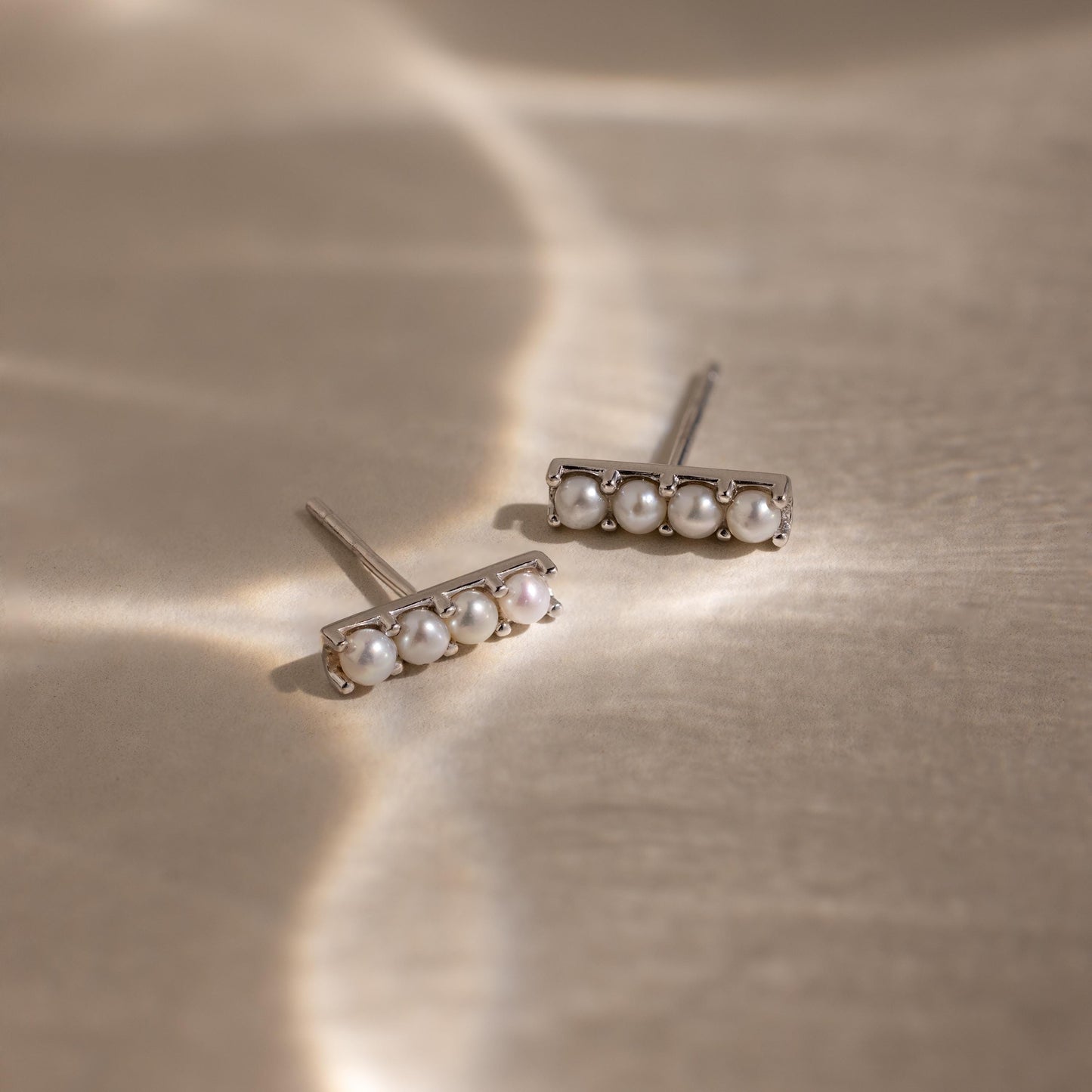 Dainty Pearl Bar Studs