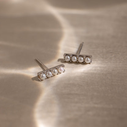 Dainty Pearl Bar Studs