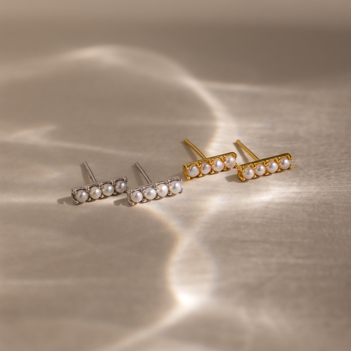 Dainty Pearl Bar Studs