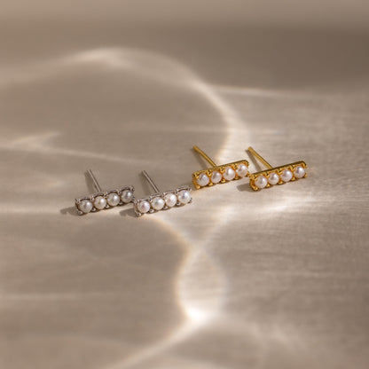 Dainty Pearl Bar Studs