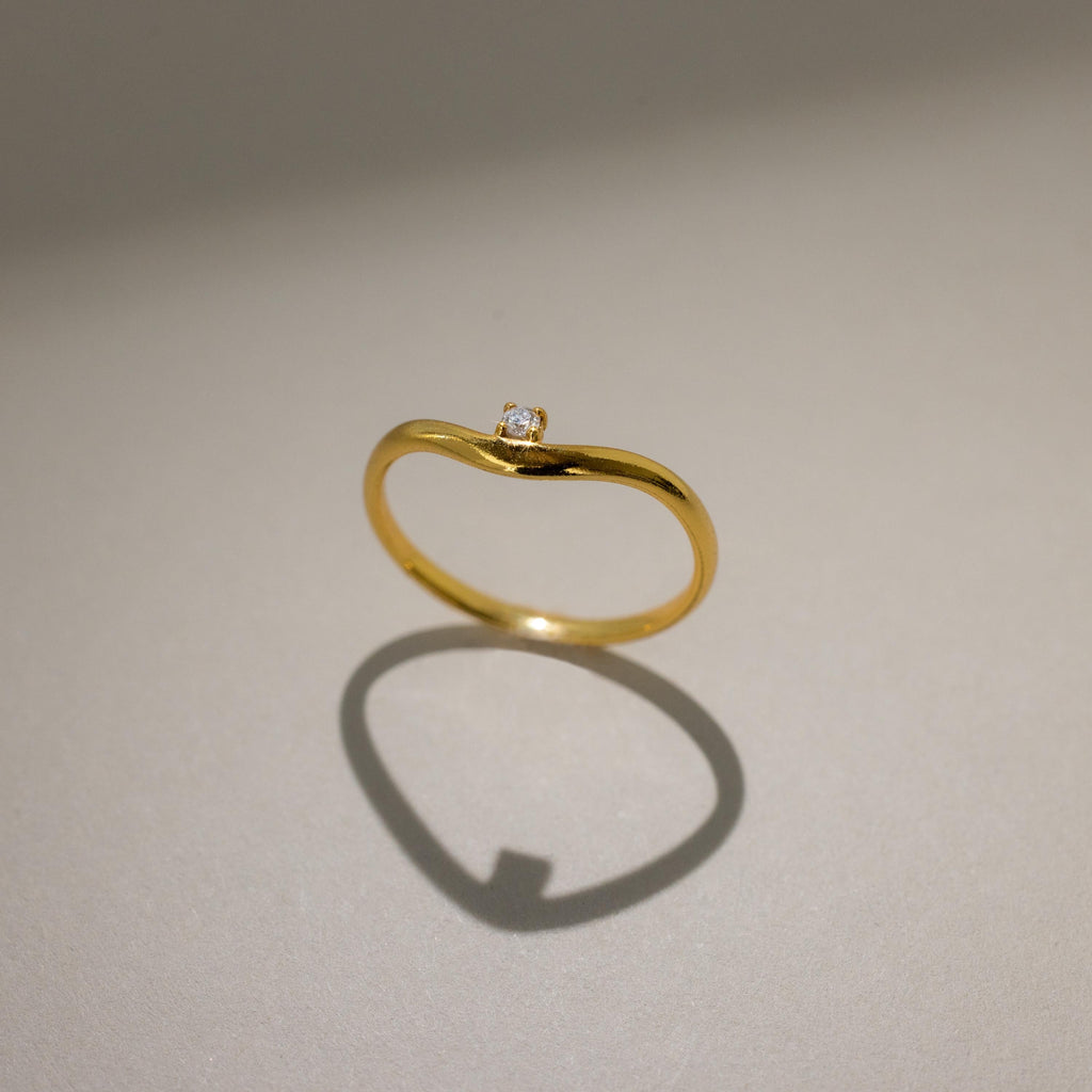 Birthstone Drop Curve Ring