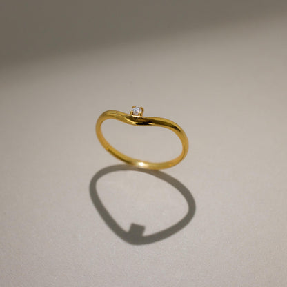 Birthstone Drop Curve Ring