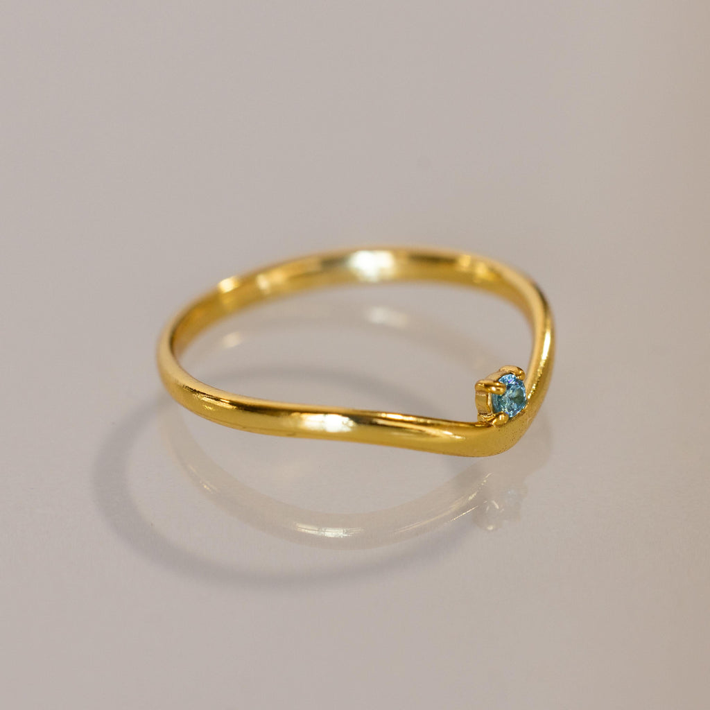 Birthstone Drop Curve Ring