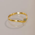 Birthstone Drop Curve Ring